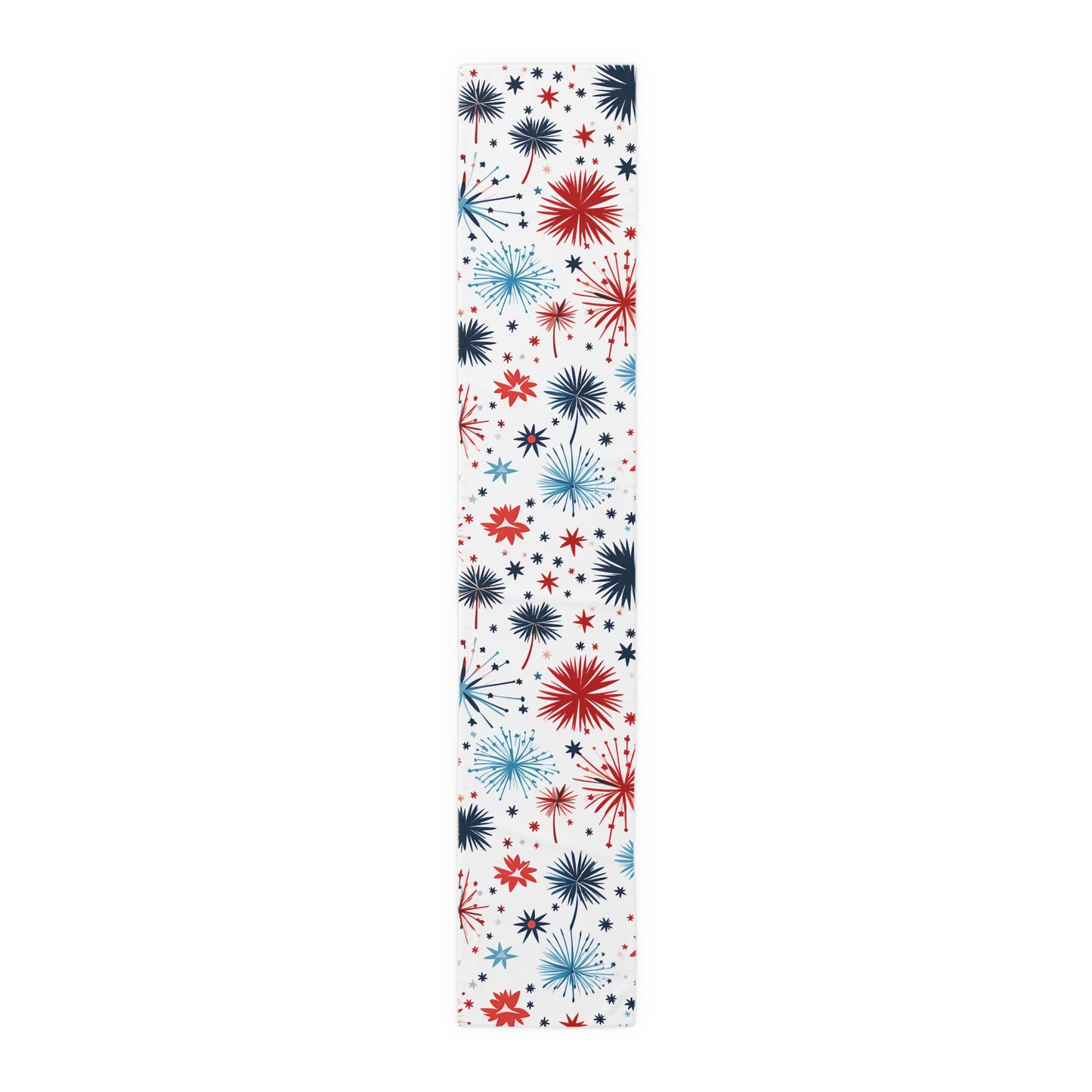 Starburst Holiday Table Runner — Blue & Copper Firework Pattern