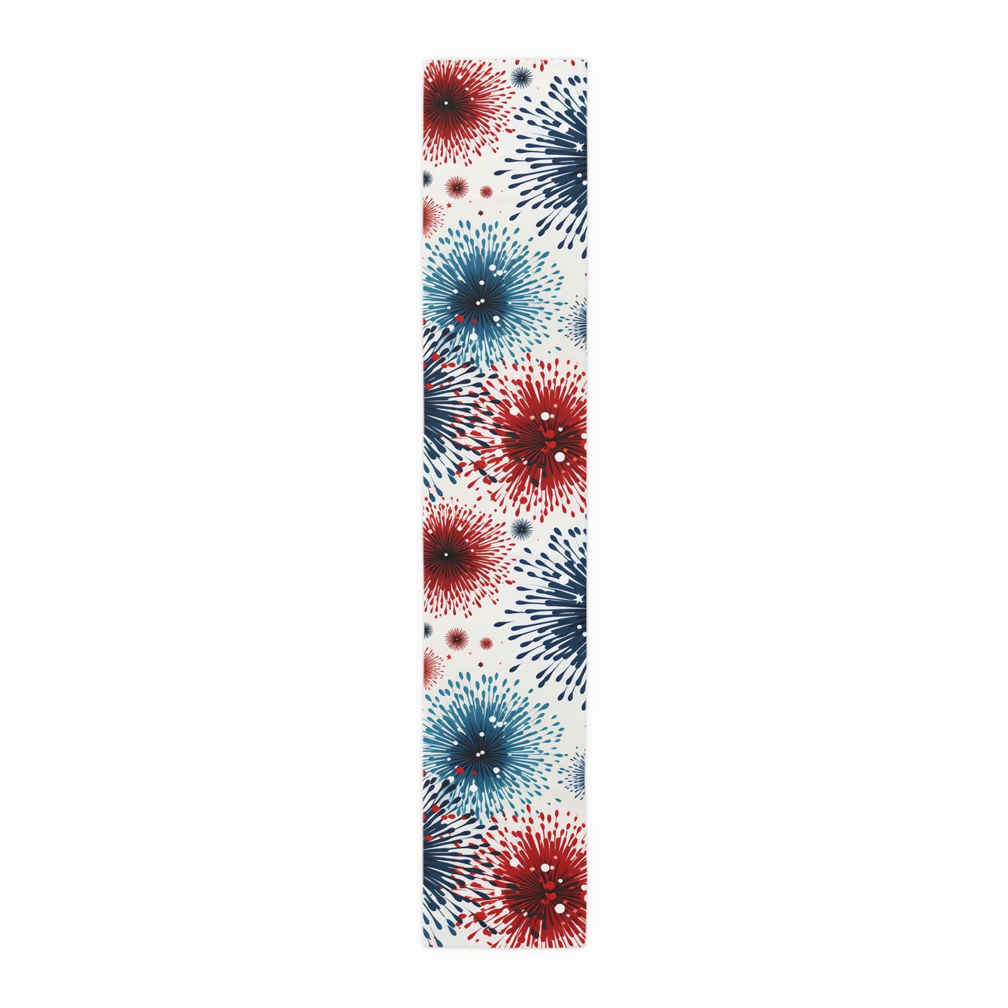 Firework Burst Table Runner — Blue & Rust Floral Celebration Decor