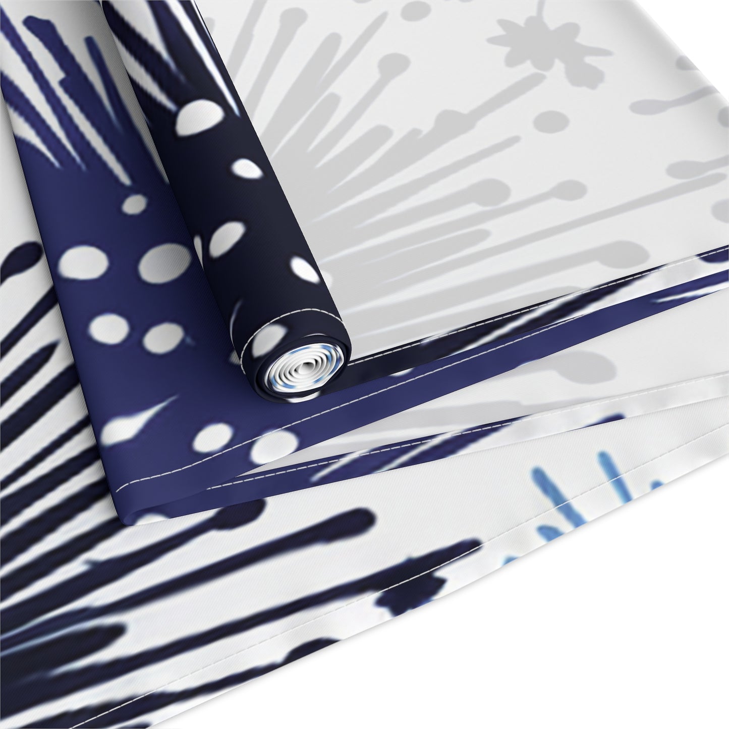 Firework Floral Table Runner — Navy & Copper Cotton-Blend Dining Decor