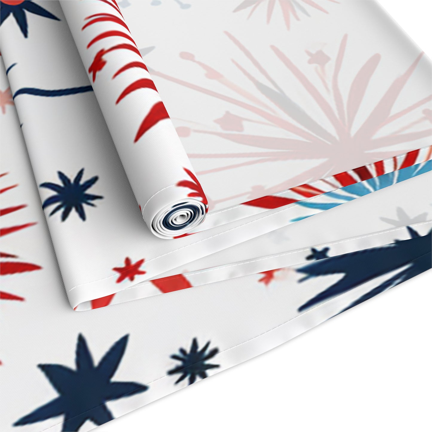 Starburst Holiday Table Runner — Blue & Copper Firework Pattern