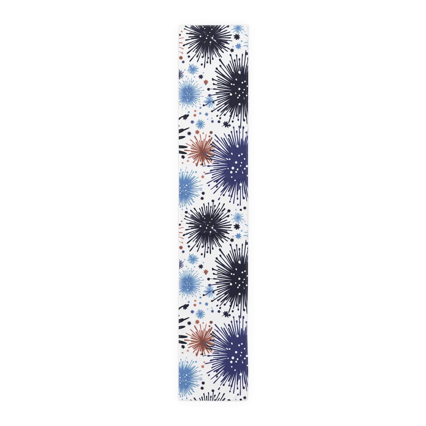 Firework Floral Table Runner — Navy & Copper Cotton-Blend Dining Decor