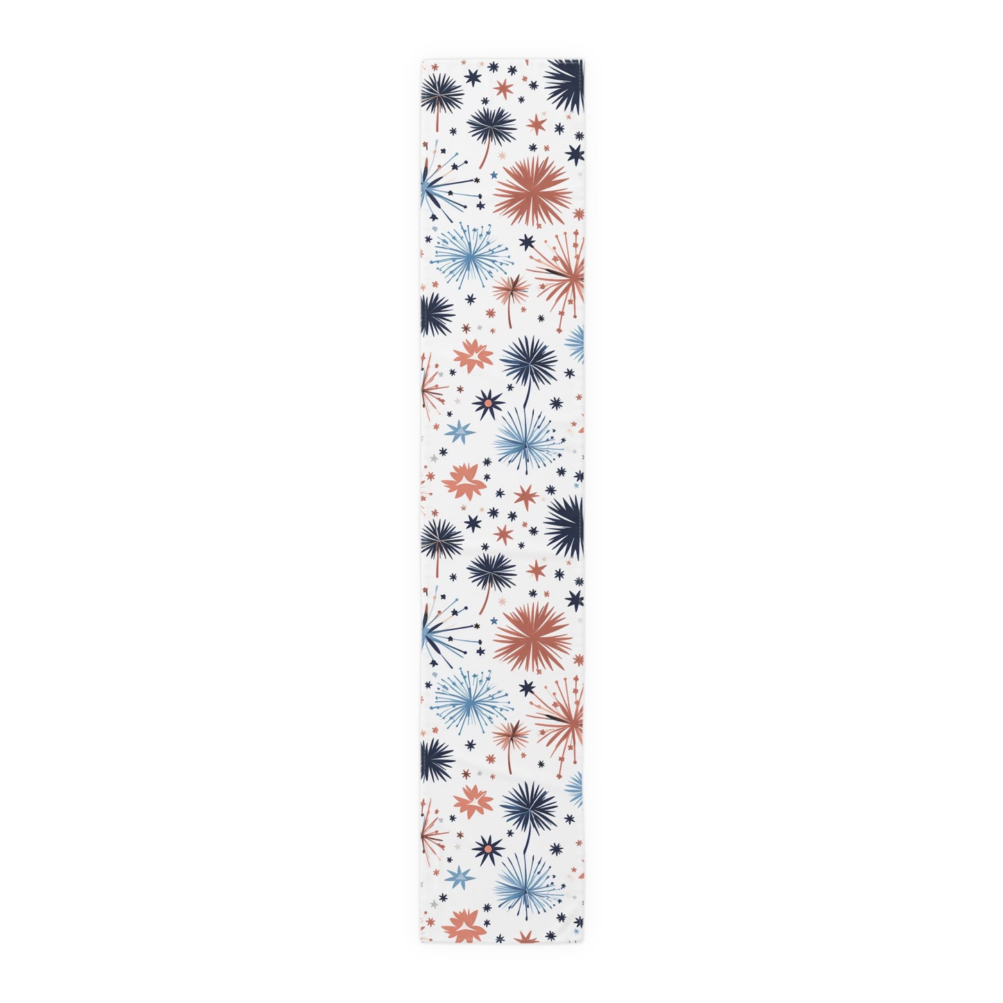 Starburst Holiday Table Runner — Blue & Copper Firework Pattern