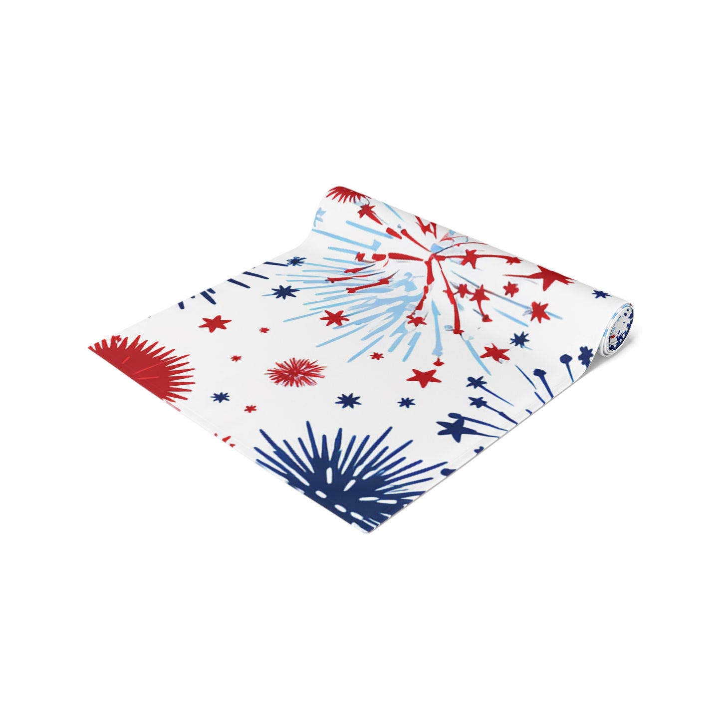 Patriotic Fireworks Table Runner — Red White Blue Celebration Decor