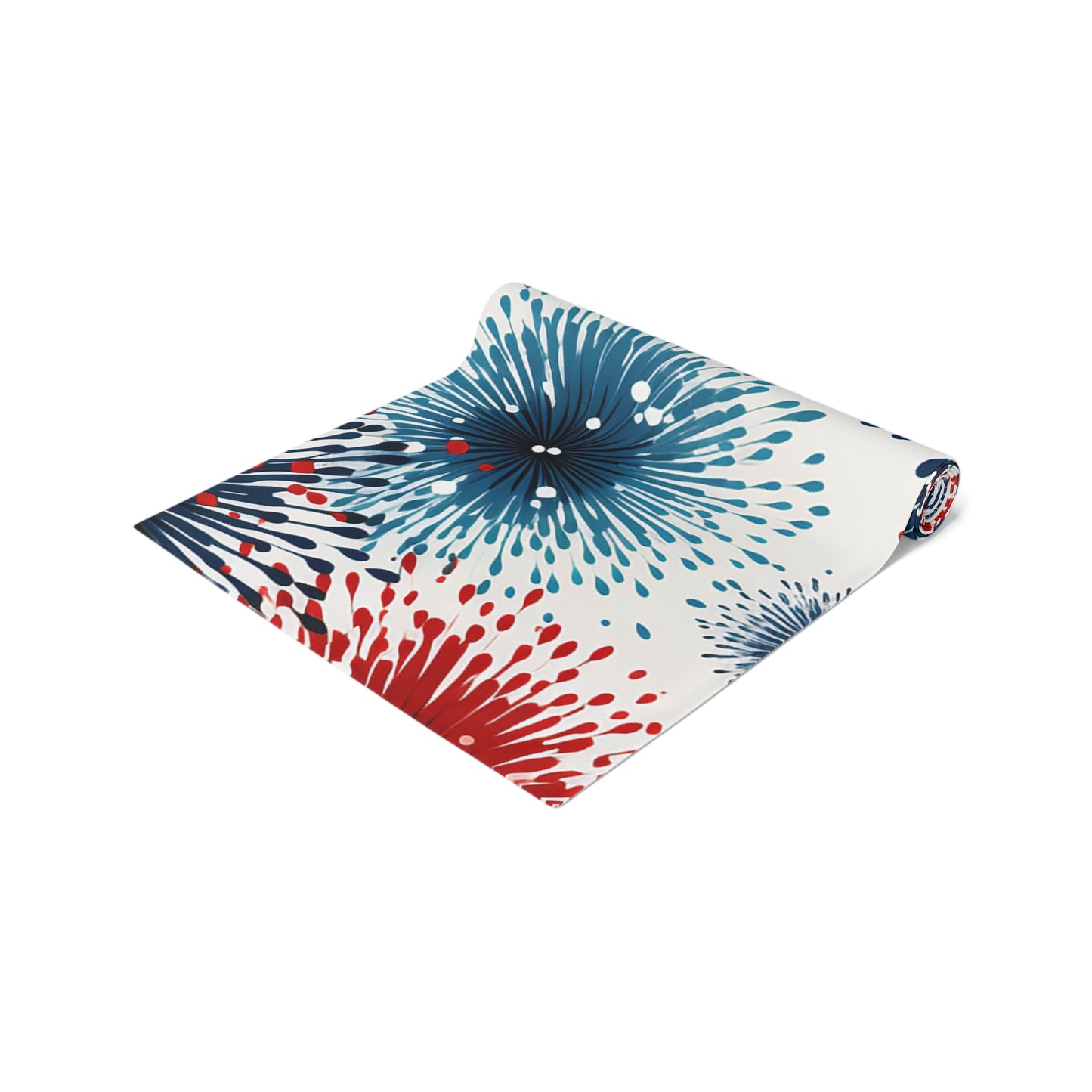 Firework Burst Table Runner — Blue & Rust Floral Celebration Decor