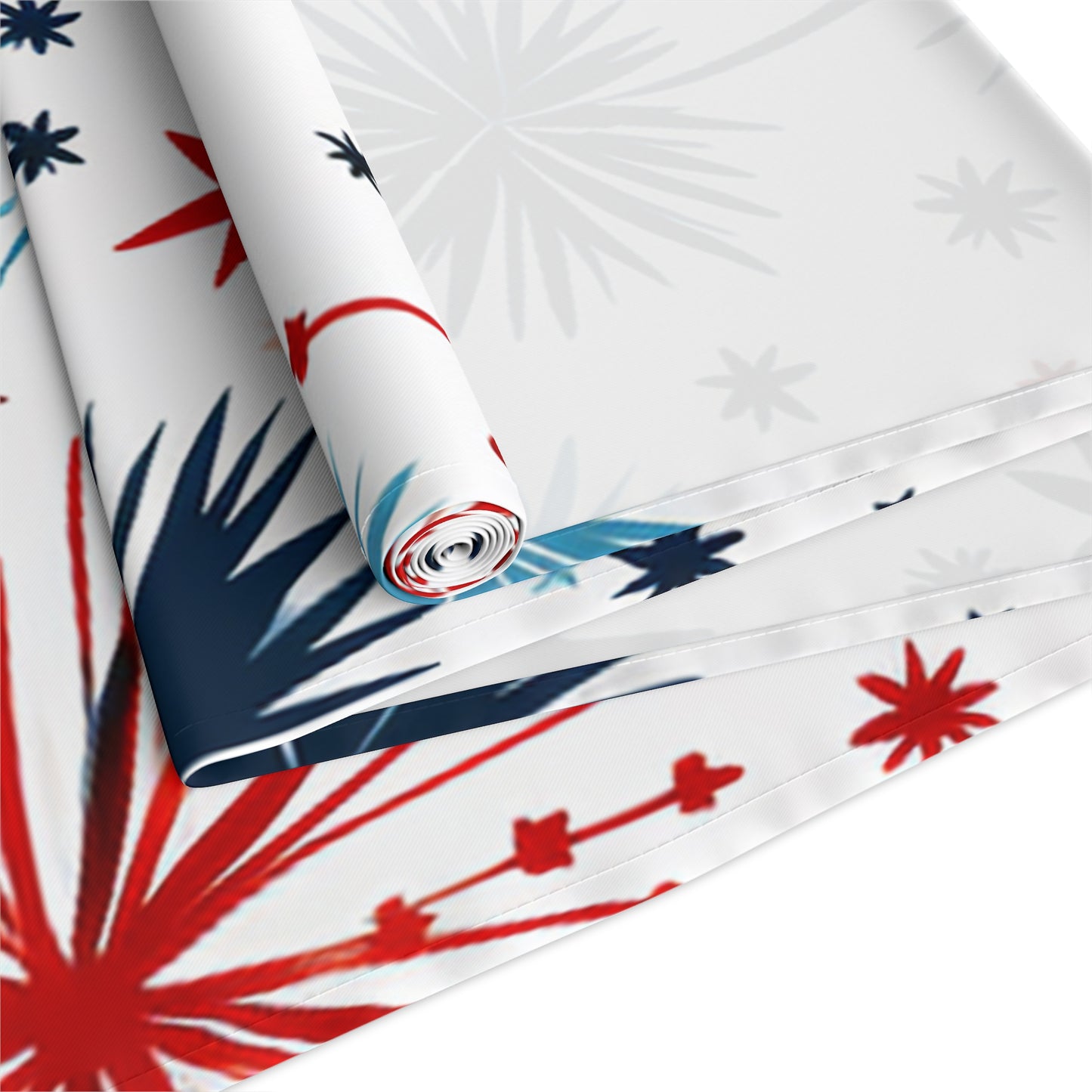 Starburst Holiday Table Runner — Blue & Copper Firework Pattern