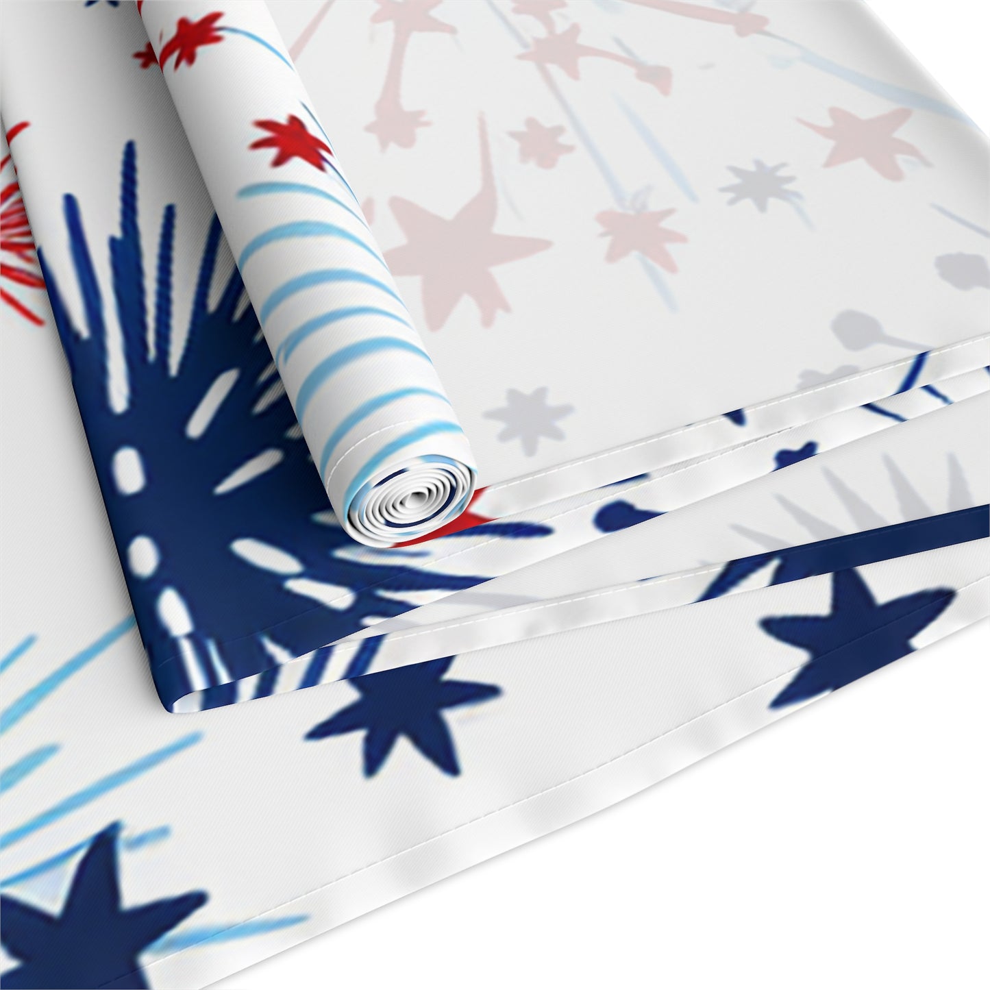 Patriotic Fireworks Table Runner — Red White Blue Celebration Decor