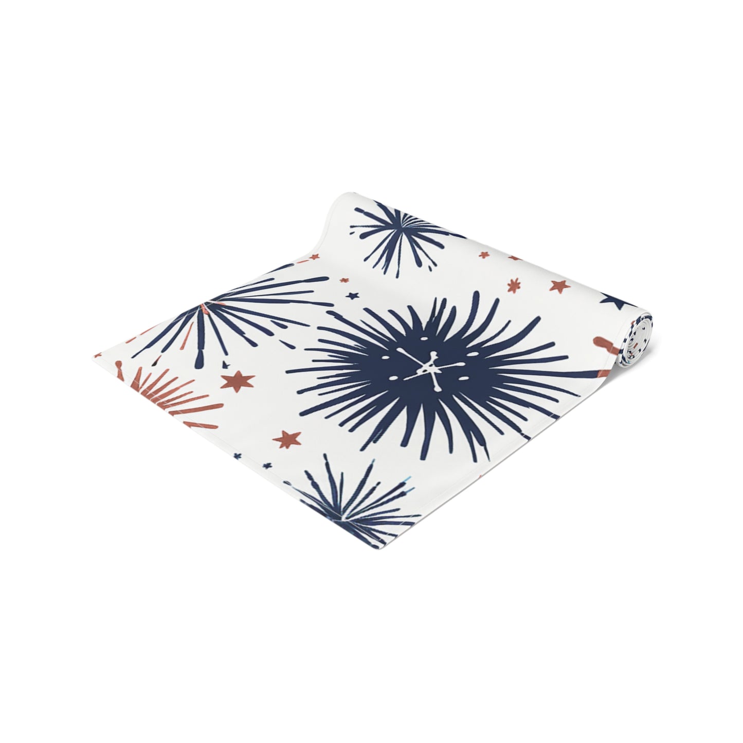 Firework Pattern Table Runner - Patriotic Red & Navy Cotton Blend