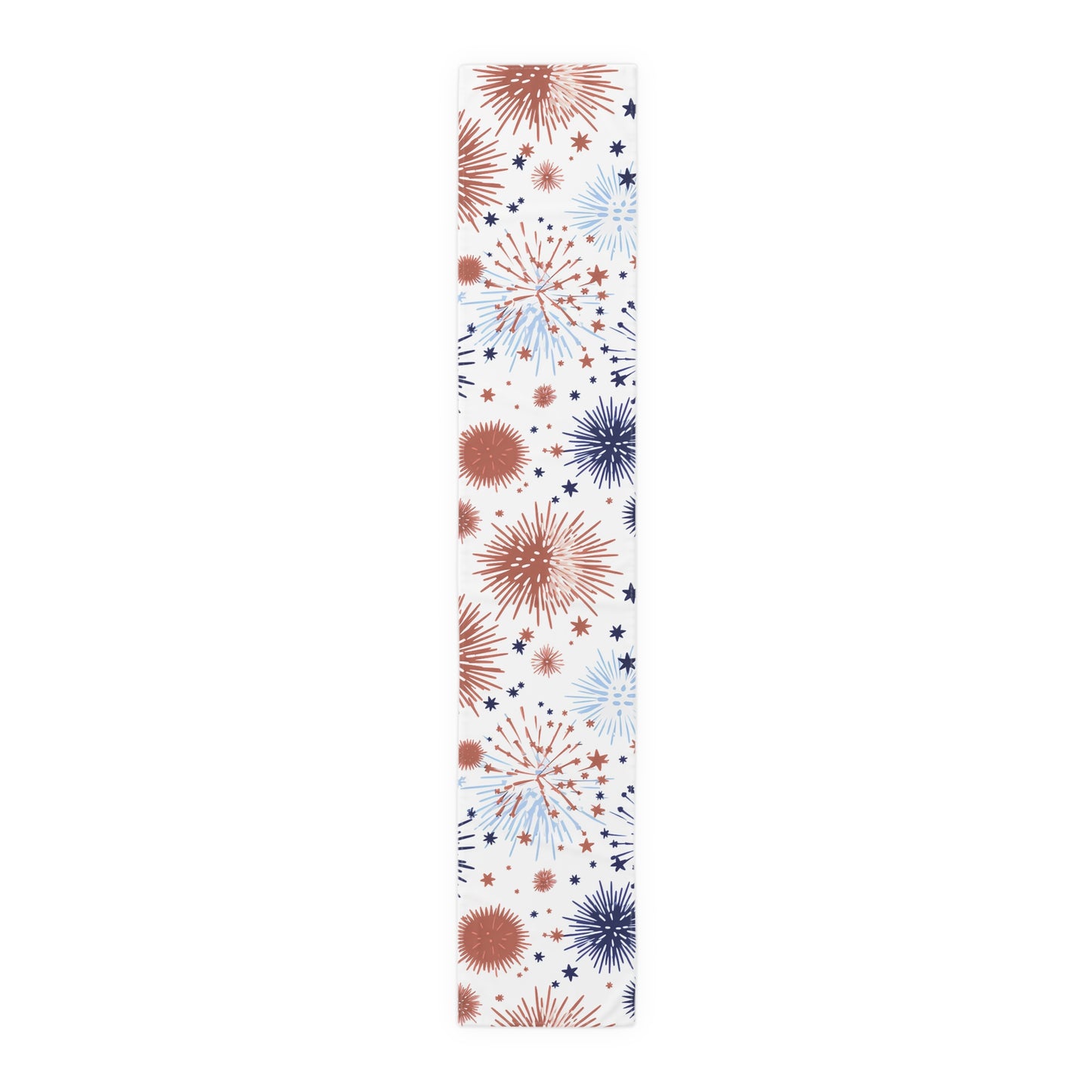 Patriotic Fireworks Table Runner — Red White Blue Celebration Decor