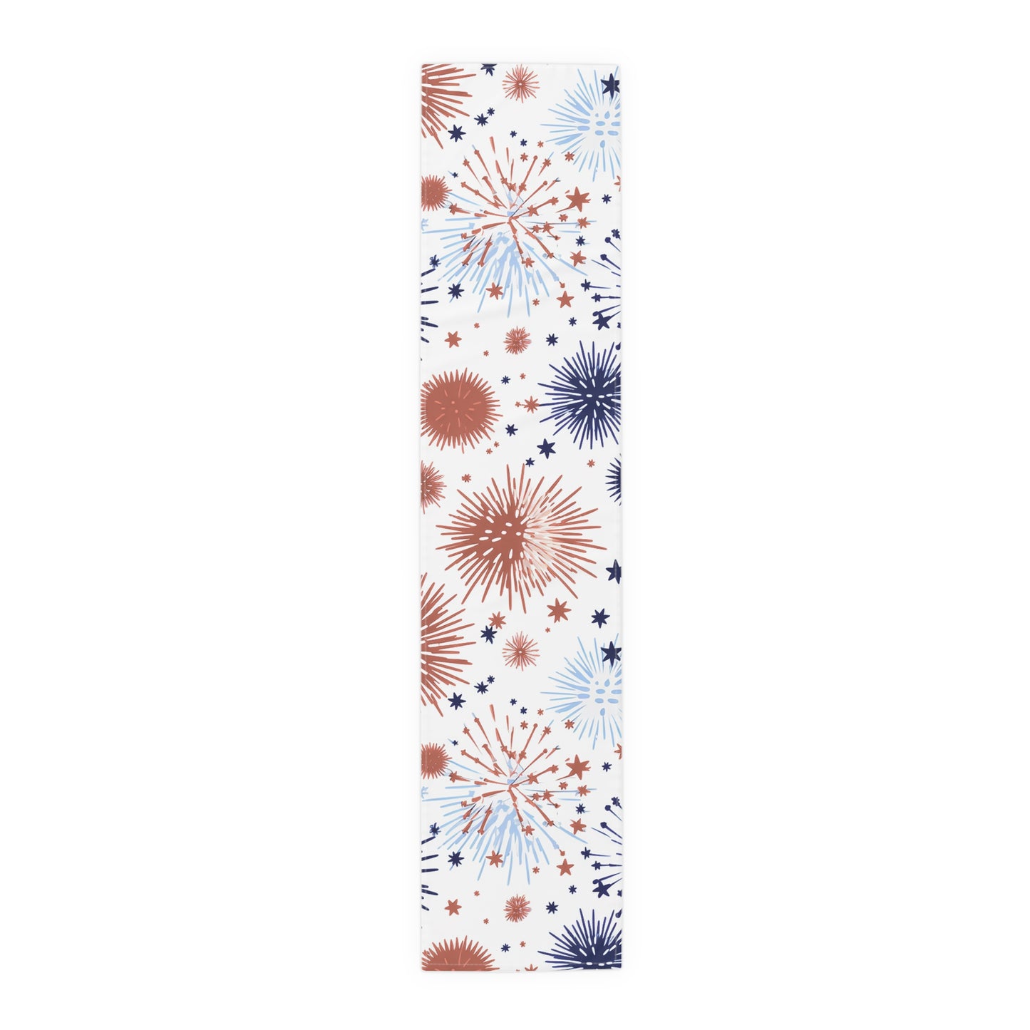 Patriotic Fireworks Table Runner — Red White Blue Celebration Decor
