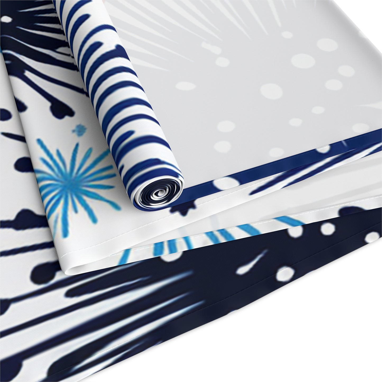Firework Floral Table Runner — Navy & Copper Cotton-Blend Dining Decor