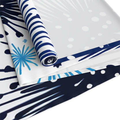 Firework Floral Table Runner — Navy & Copper Cotton-Blend Dining Decor