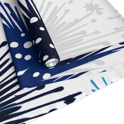 Firework Floral Table Runner — Navy & Copper Cotton-Blend Dining Decor
