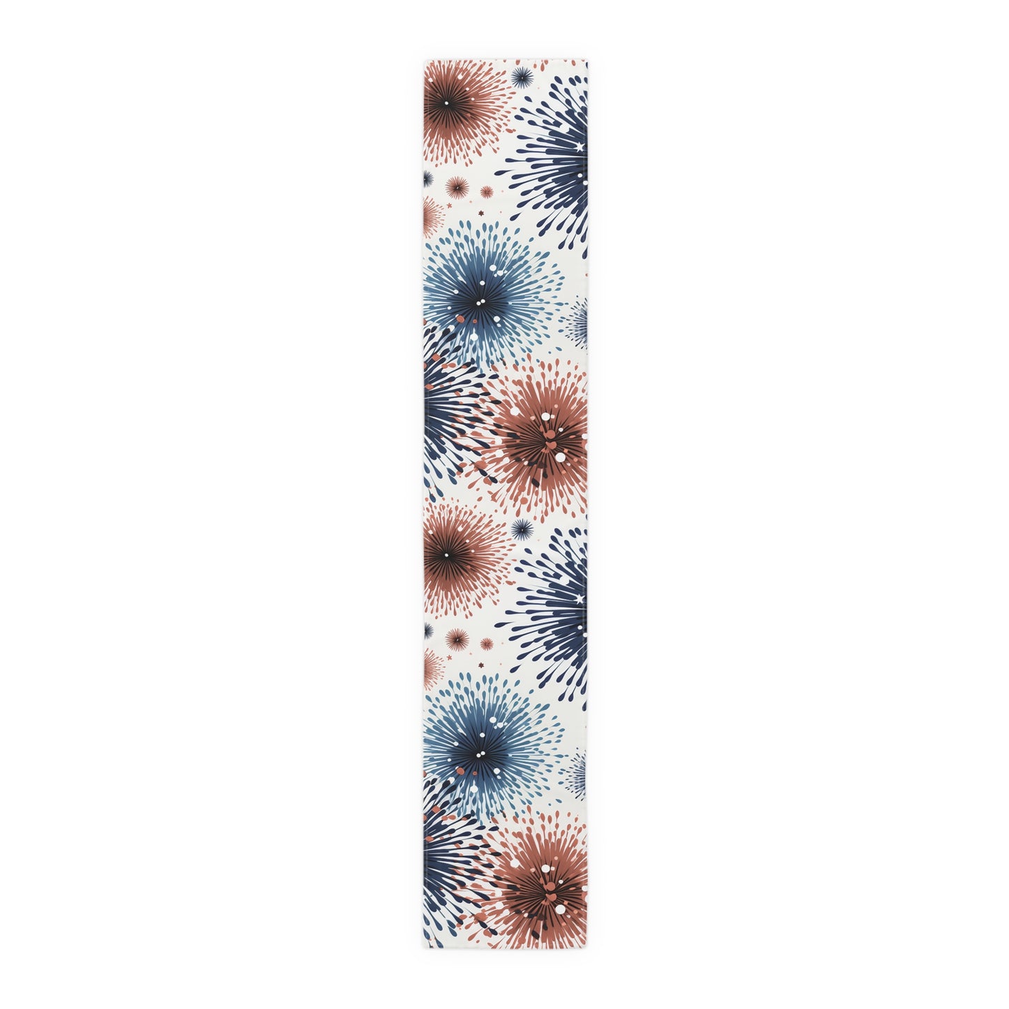 Firework Burst Table Runner — Blue & Rust Floral Celebration Decor