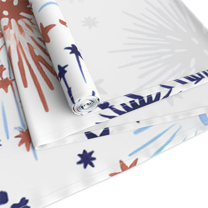Patriotic Fireworks Table Runner — Red White Blue Celebration Decor
