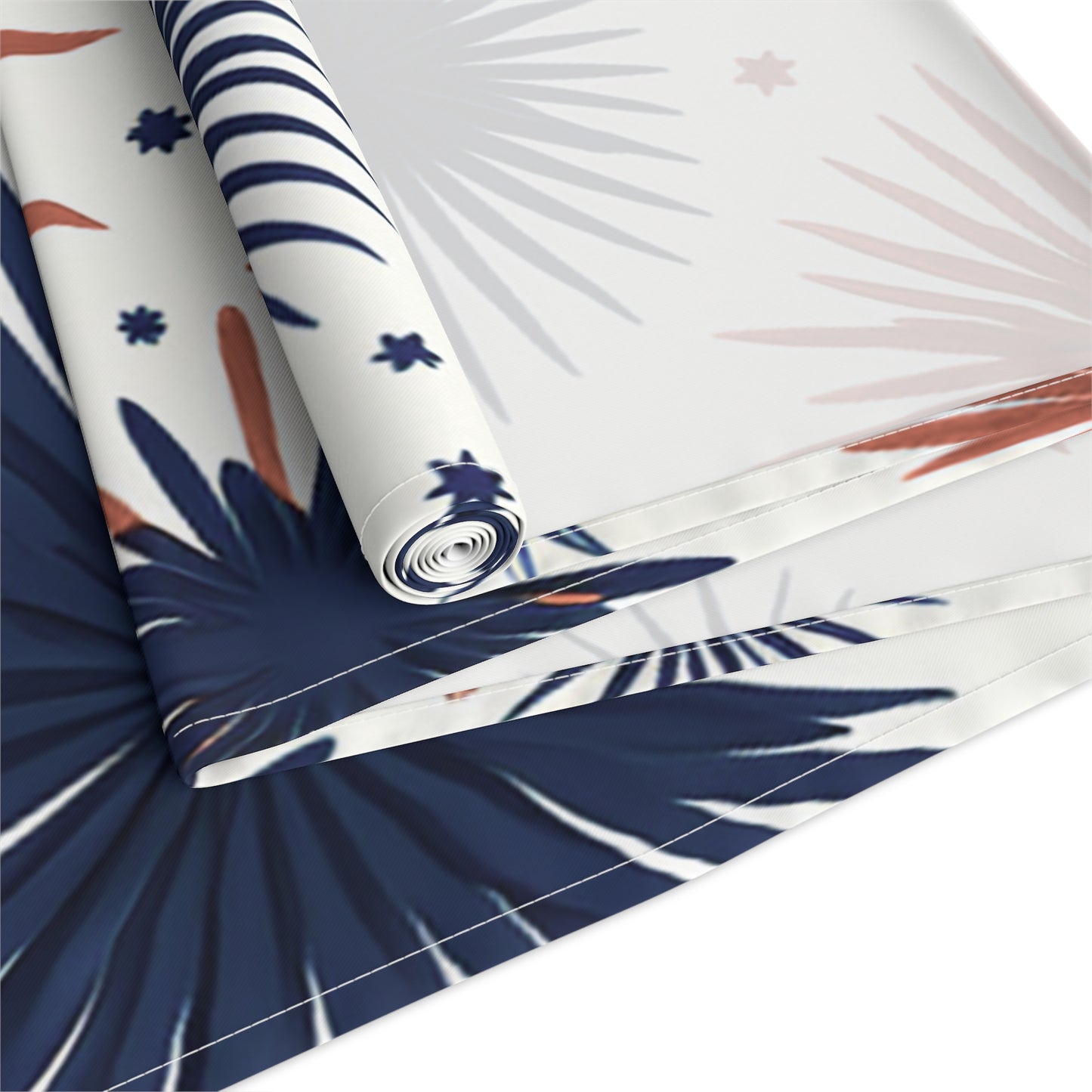 Patriotic Fireworks Table Runner – Red & Navy Starburst Holiday Decor