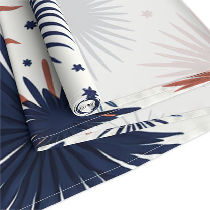 Patriotic Fireworks Table Runner – Red & Navy Starburst Holiday Decor