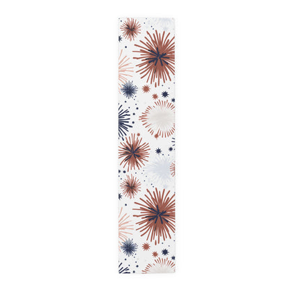 Firework Floral Table Runner – Navy & Terracotta Cotton-Poly Accent for Seasonal & Holiday Tables