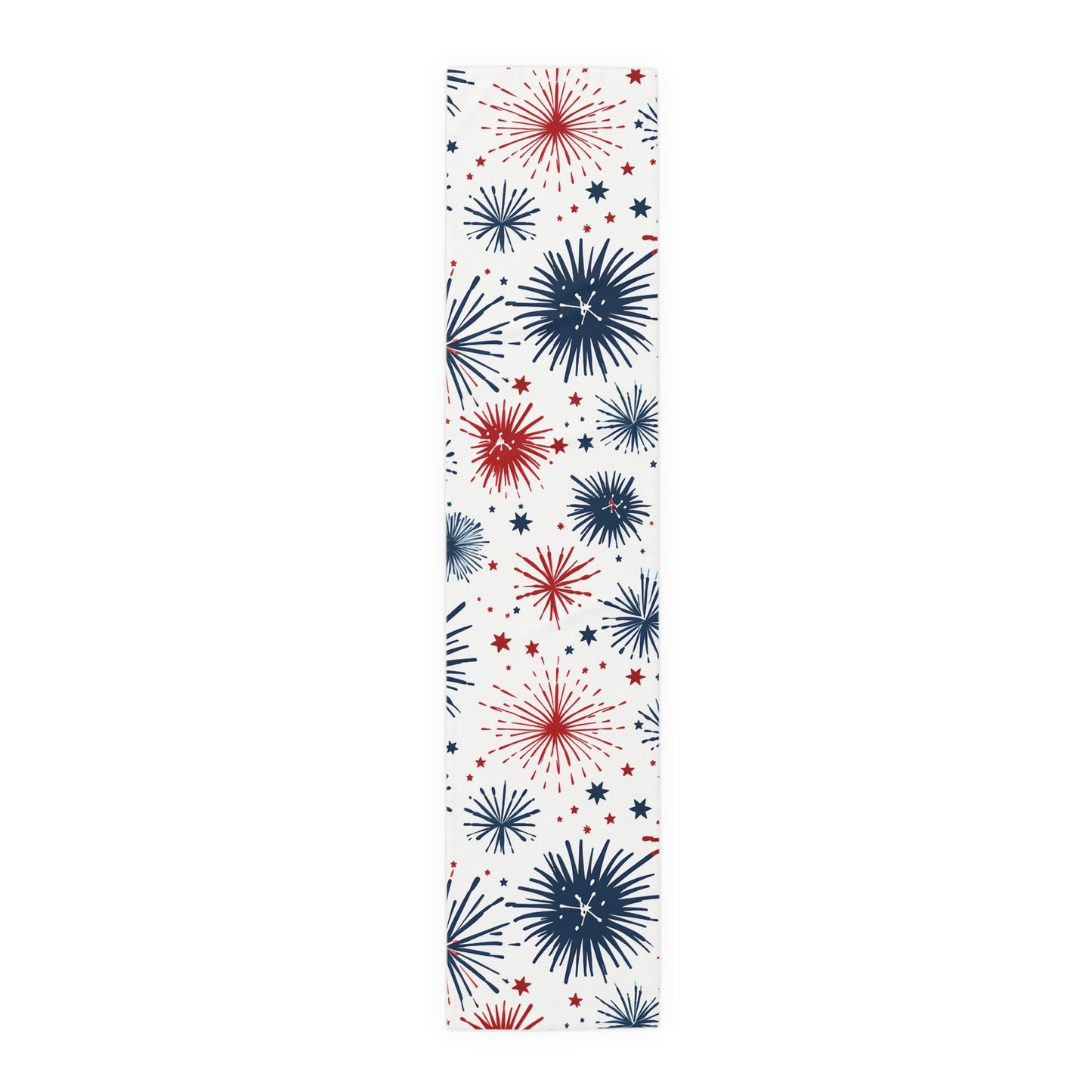 Firework Pattern Table Runner - Patriotic Red & Navy Cotton Blend