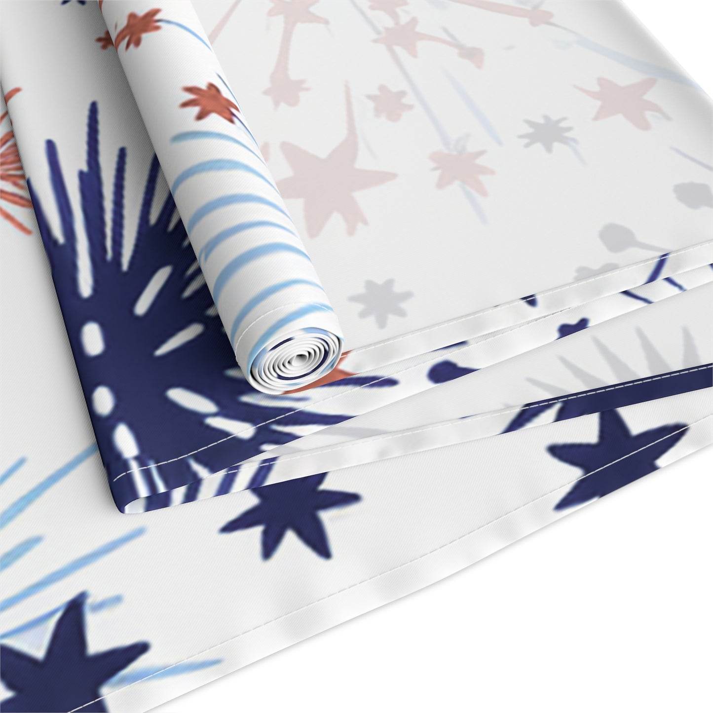 Patriotic Fireworks Table Runner — Red White Blue Celebration Decor
