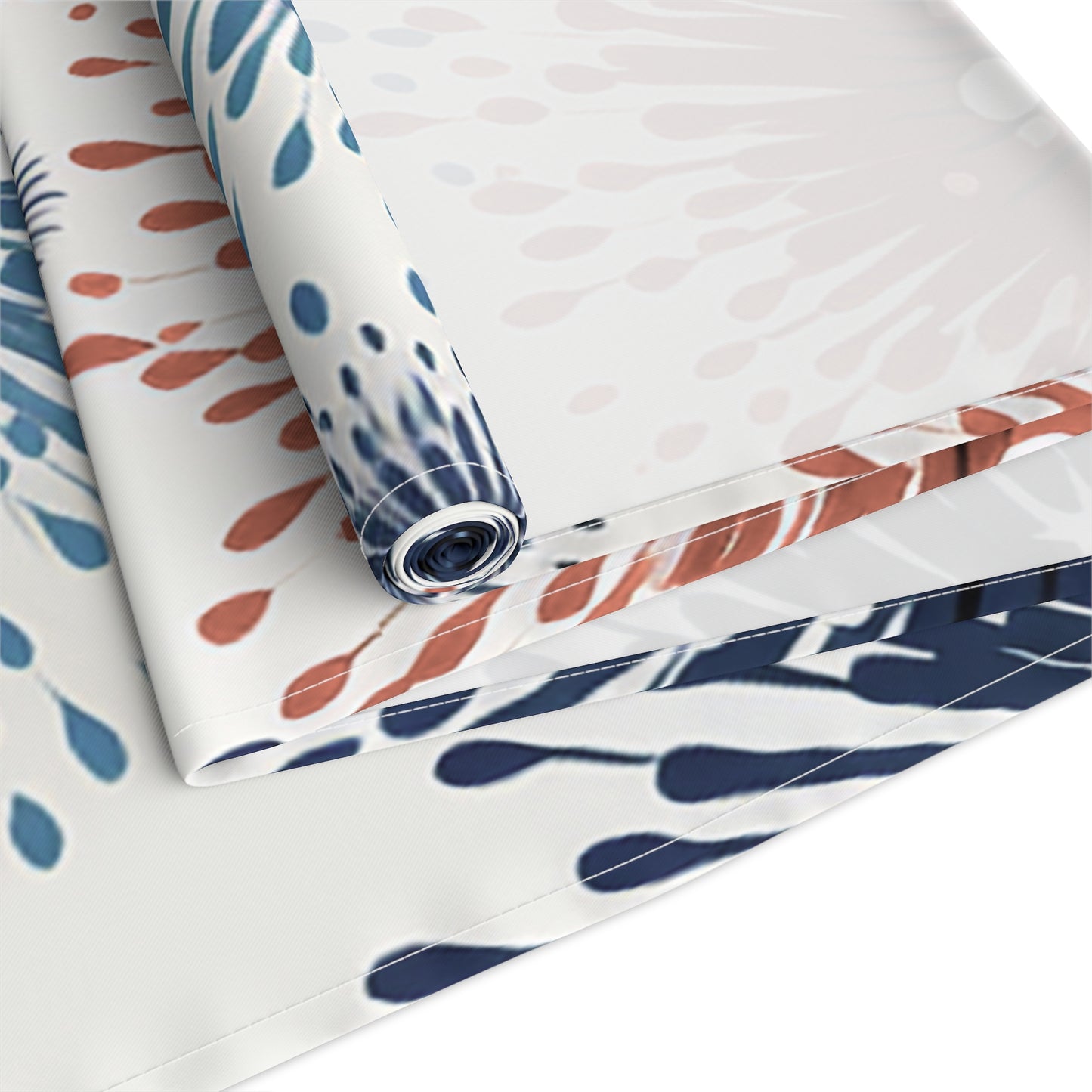 Firework Burst Table Runner — Blue & Rust Floral Celebration Decor