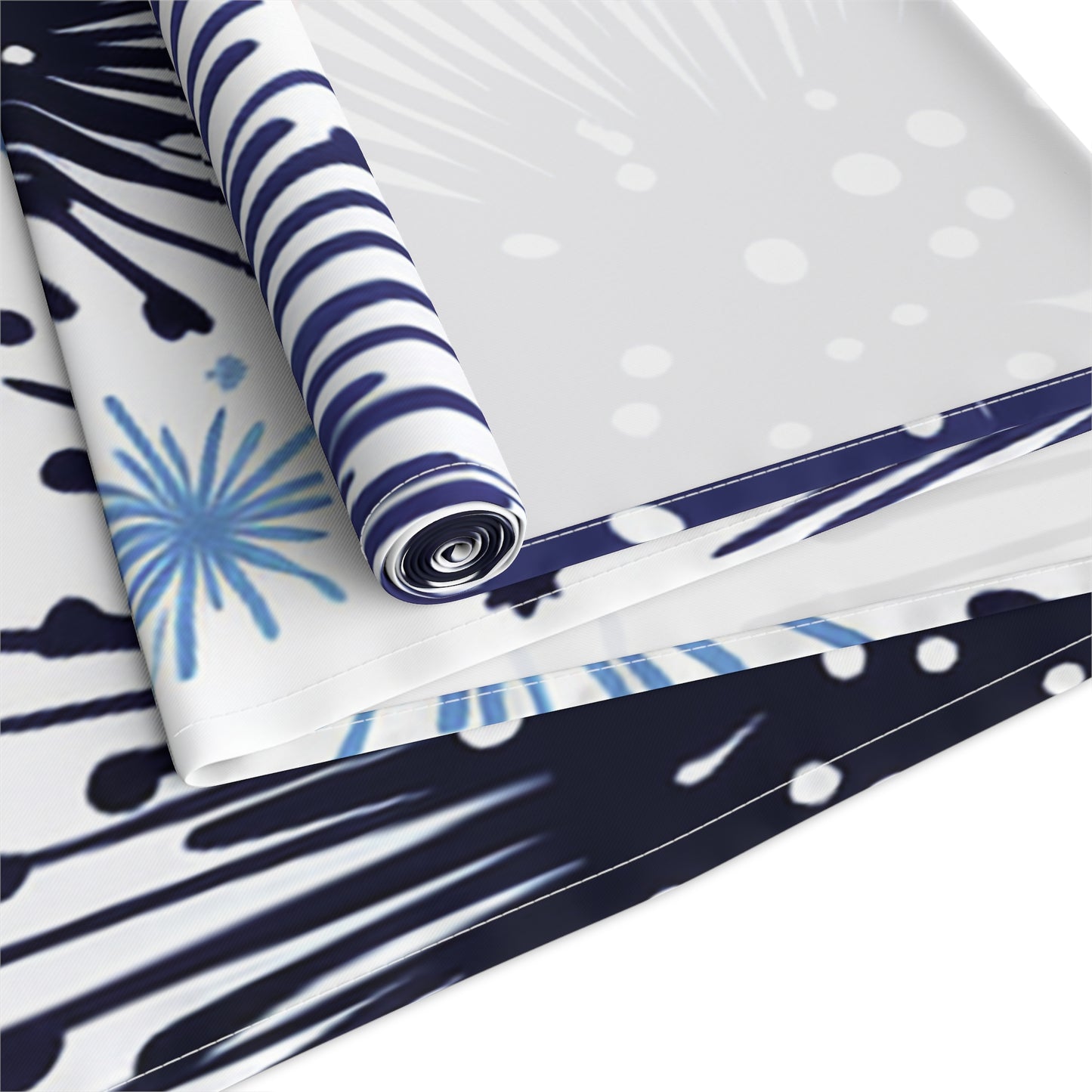 Firework Floral Table Runner — Navy & Copper Cotton-Blend Dining Decor