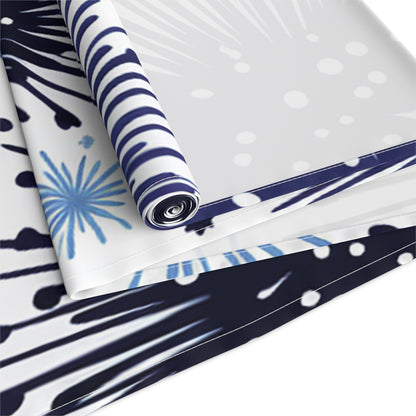 Firework Floral Table Runner — Navy & Copper Cotton-Blend Dining Decor