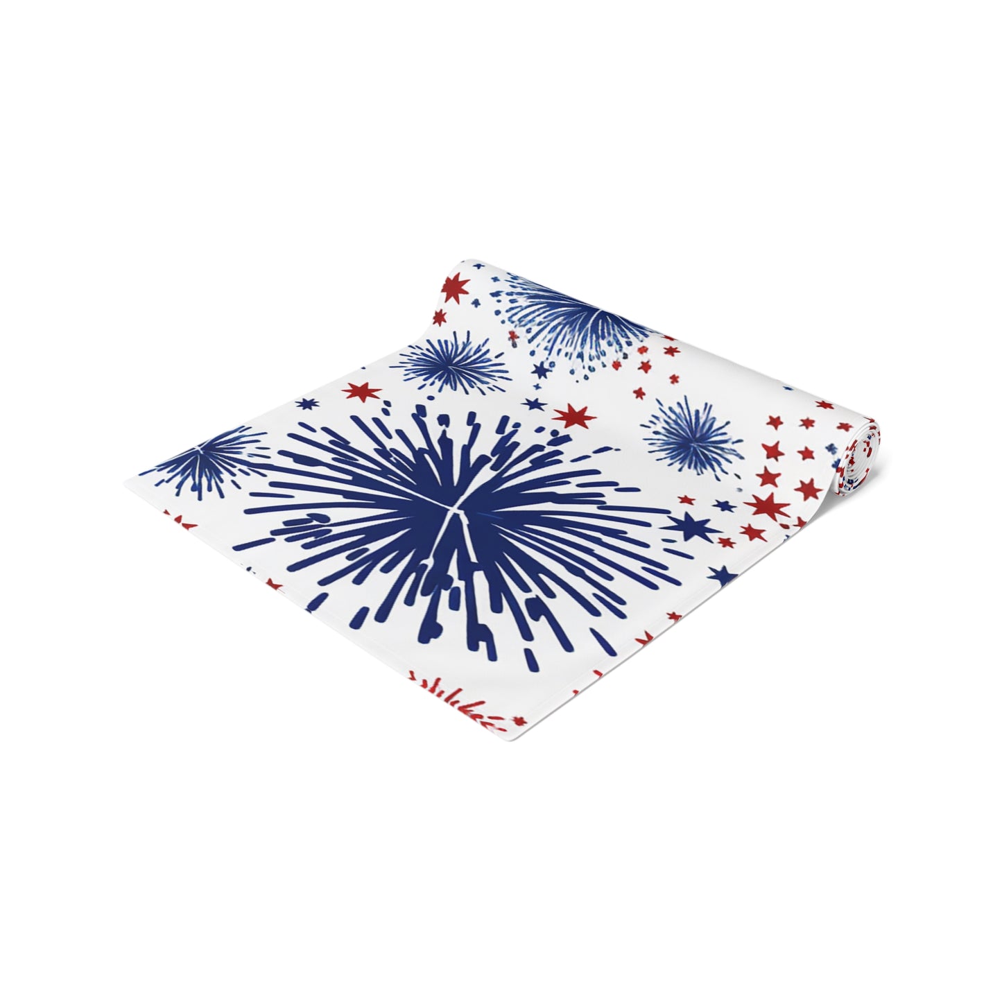 Patriotic Fireworks Table Runner — Red, White & Blue Festival Decor