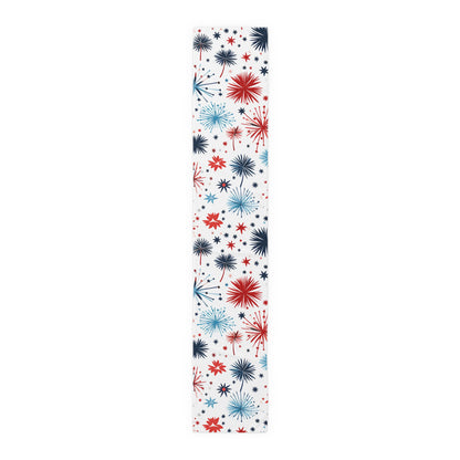 Starburst Holiday Table Runner — Blue & Copper Firework Pattern