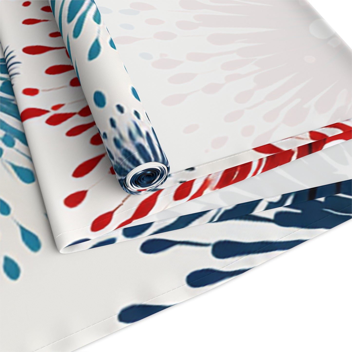 Firework Burst Table Runner — Blue & Rust Floral Celebration Decor