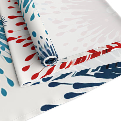 Firework Burst Table Runner — Blue & Rust Floral Celebration Decor