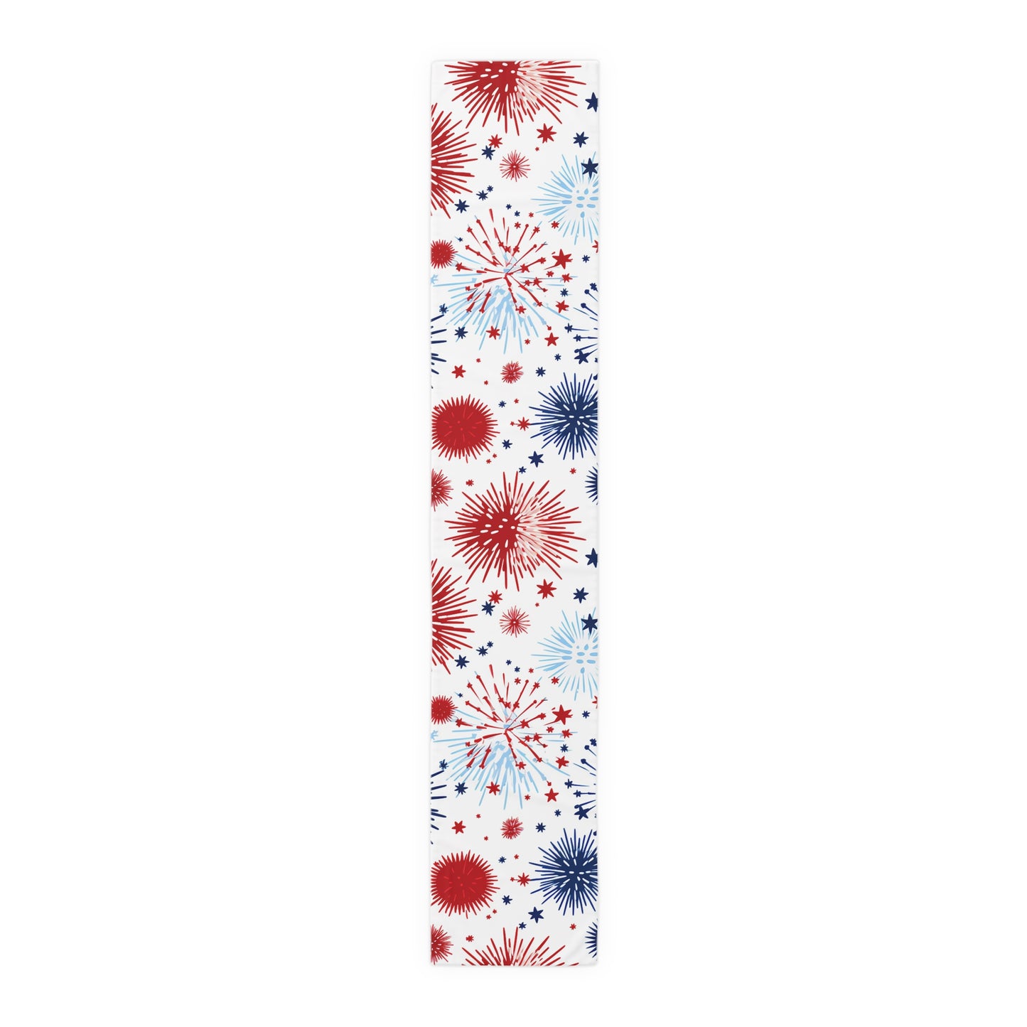 Patriotic Fireworks Table Runner — Red White Blue Celebration Decor