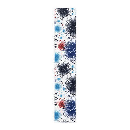 Firework Floral Table Runner — Navy & Copper Cotton-Blend Dining Decor