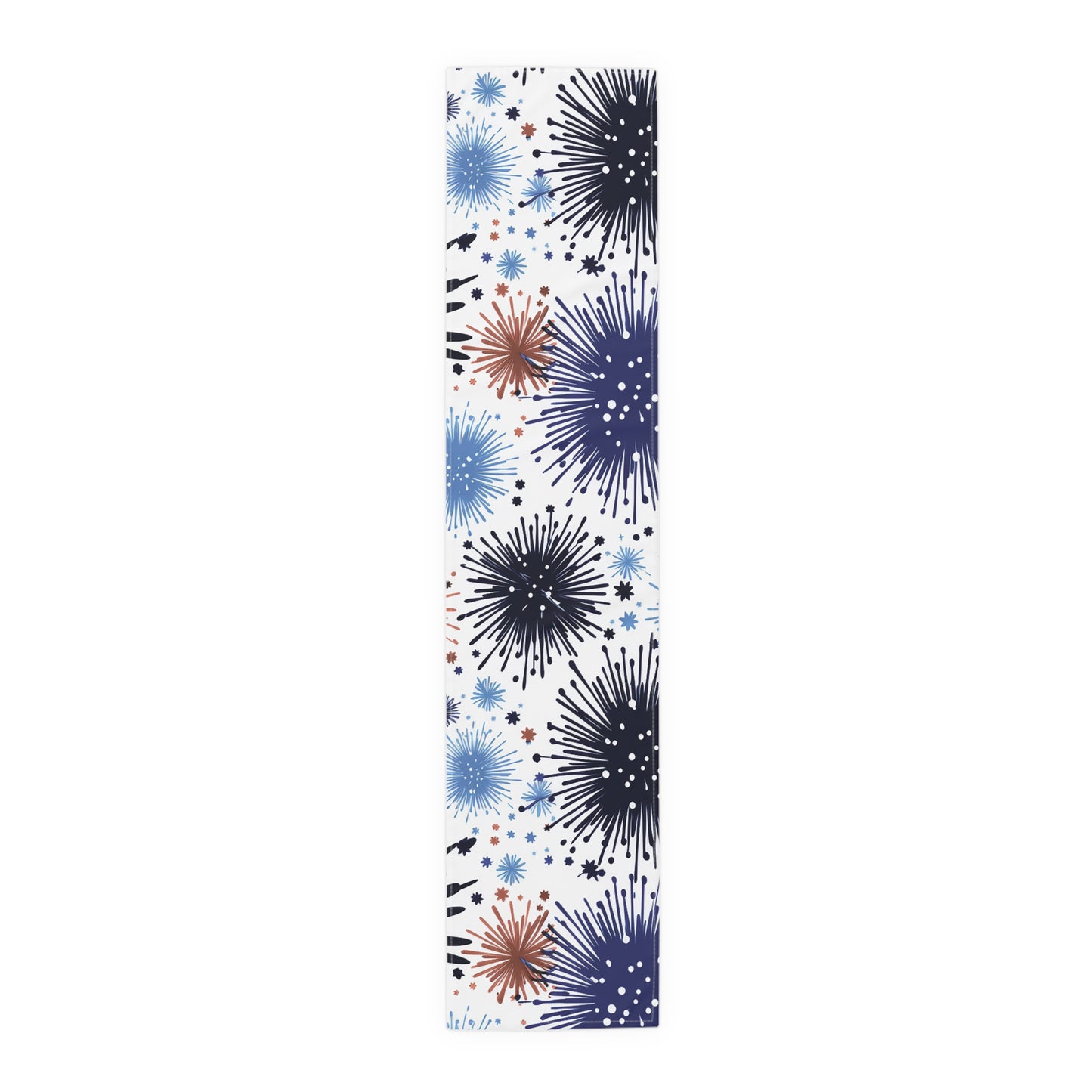 Firework Floral Table Runner — Navy & Copper Cotton-Blend Dining Decor