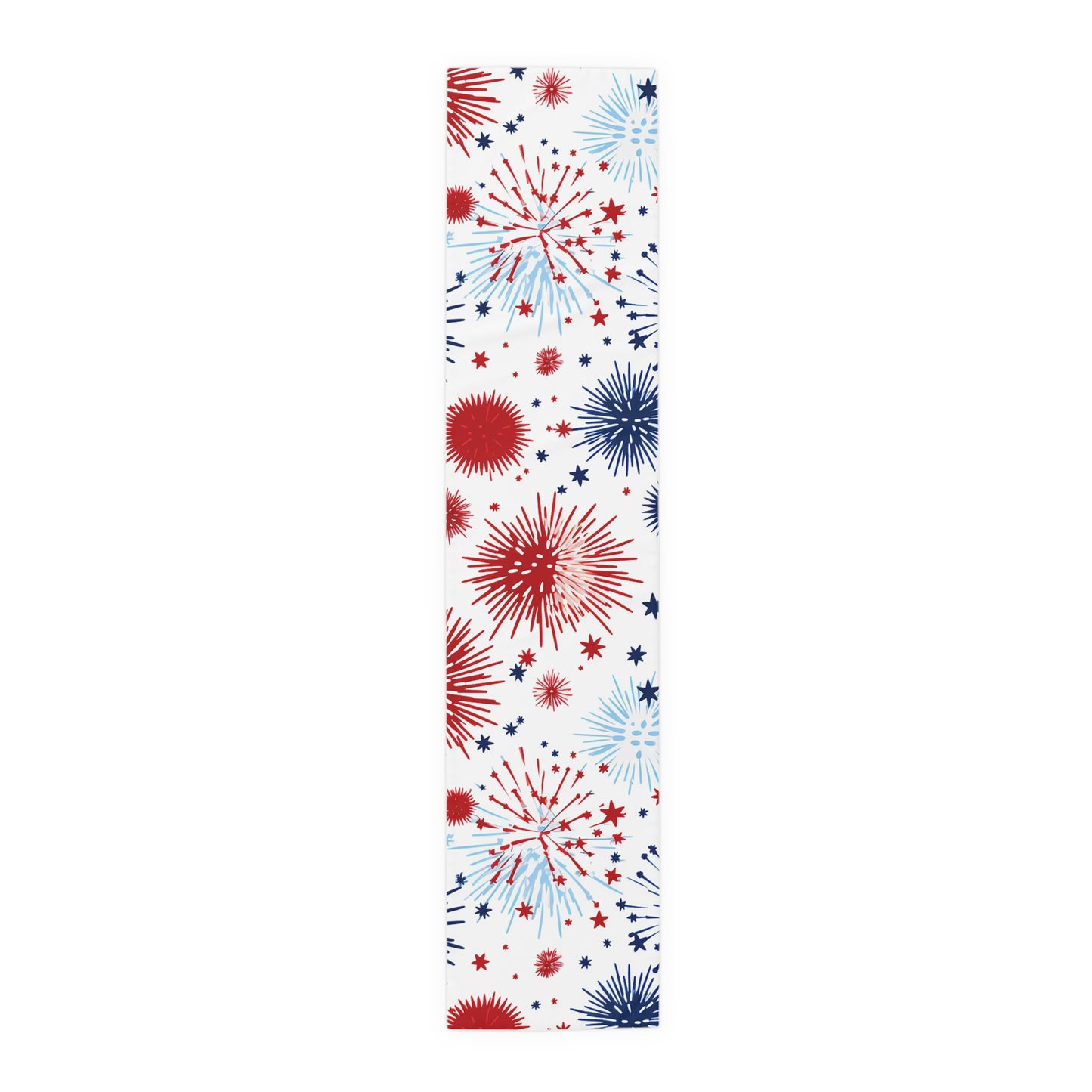 Patriotic Fireworks Table Runner — Red White Blue Celebration Decor