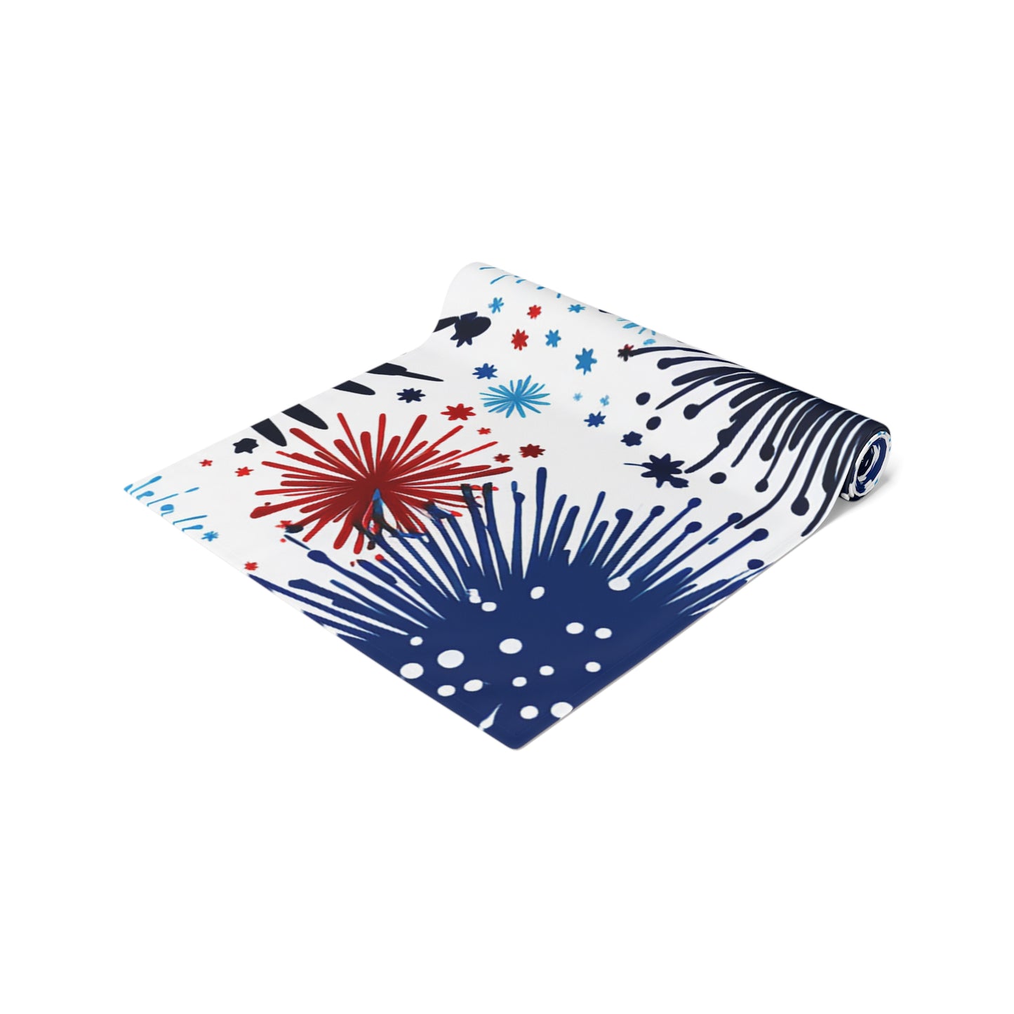 Firework Floral Table Runner — Navy & Copper Cotton-Blend Dining Decor