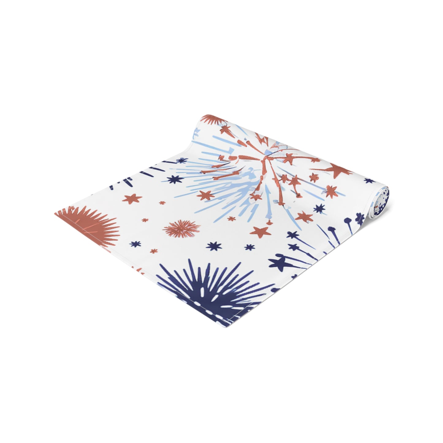 Patriotic Fireworks Table Runner — Red White Blue Celebration Decor
