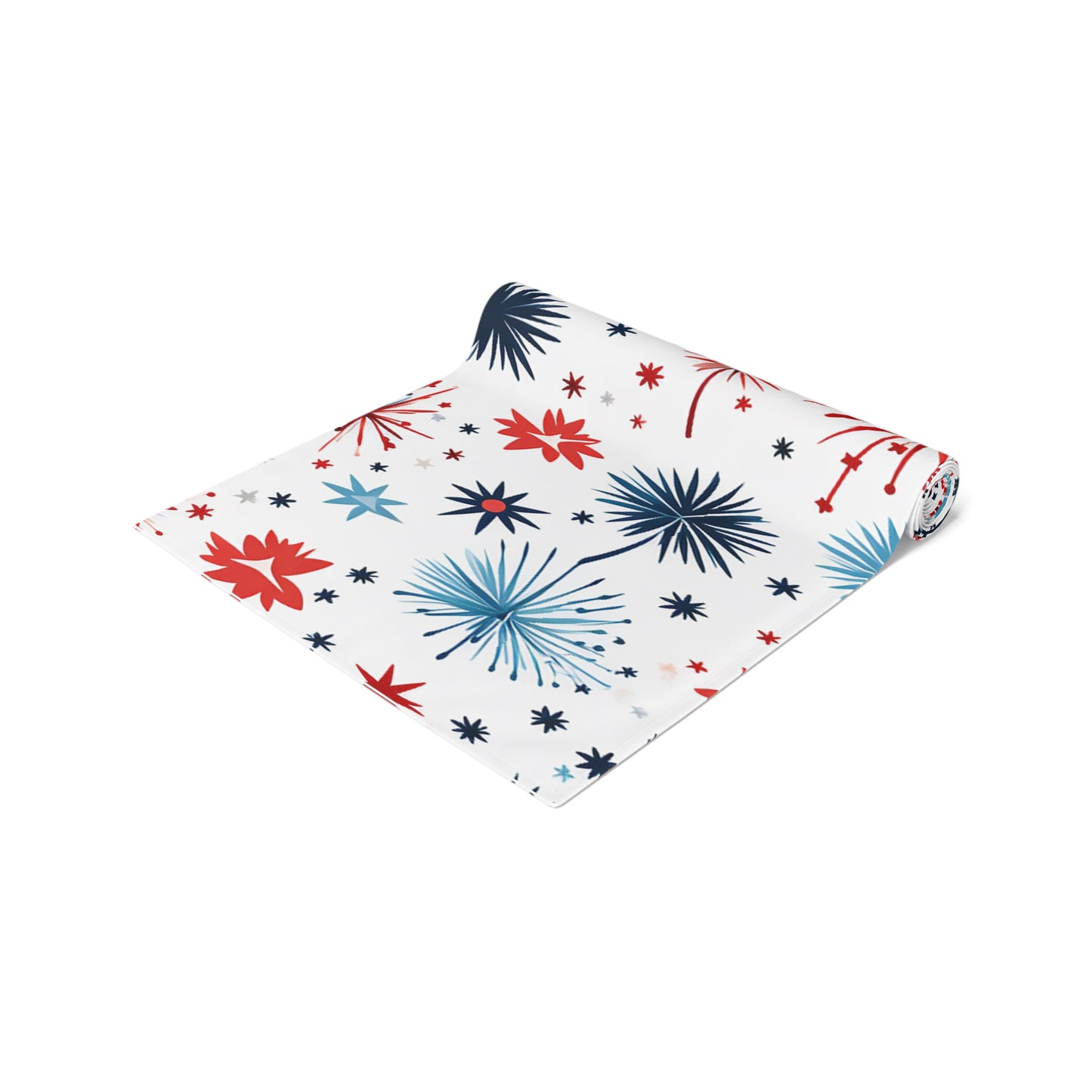 Starburst Holiday Table Runner — Blue & Copper Firework Pattern