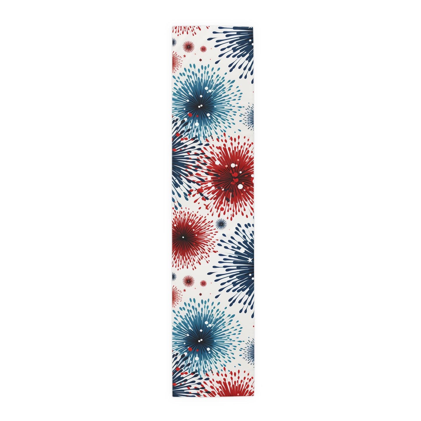 Firework Burst Table Runner — Blue & Rust Floral Celebration Decor
