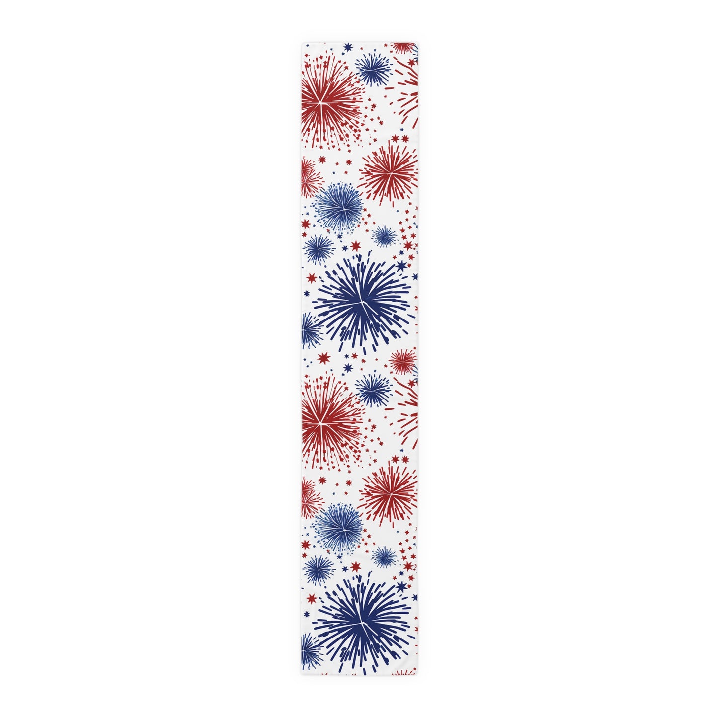 Patriotic Fireworks Table Runner — Red, White & Blue Festival Decor
