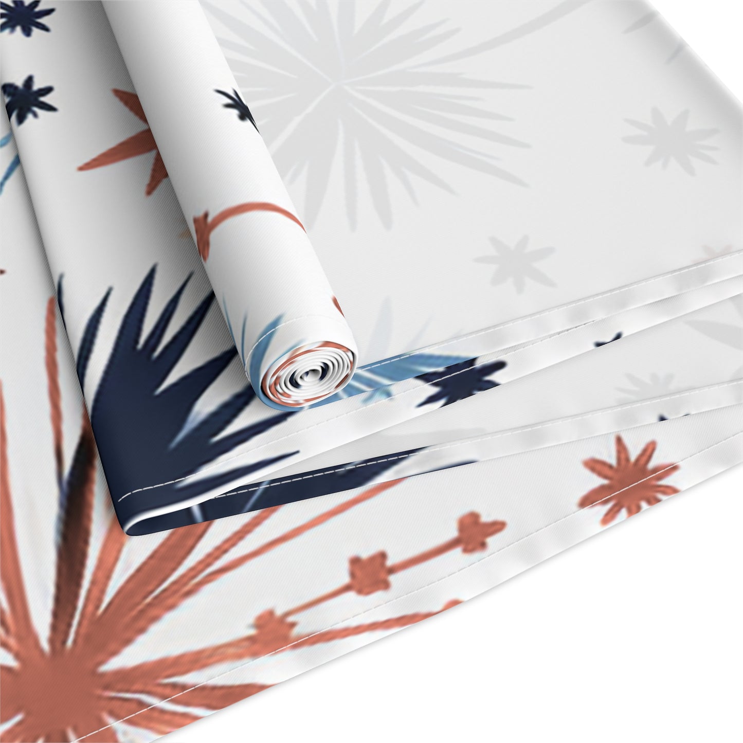 Starburst Holiday Table Runner — Blue & Copper Firework Pattern