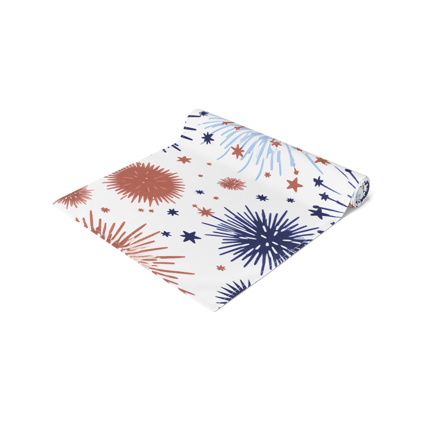 Patriotic Fireworks Table Runner — Red White Blue Celebration Decor