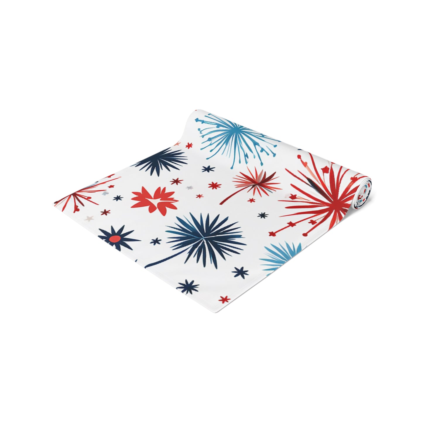 Starburst Holiday Table Runner — Blue & Copper Firework Pattern