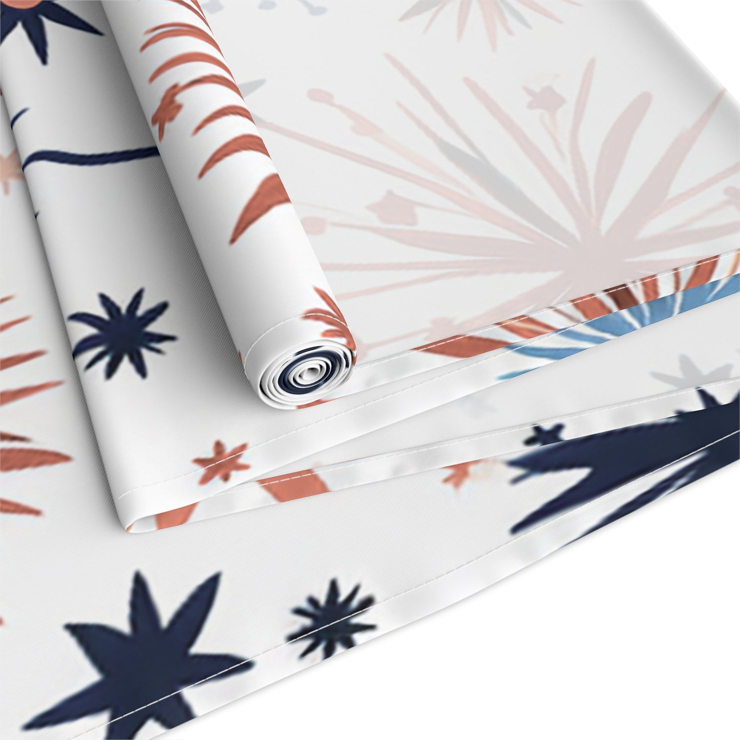 Starburst Holiday Table Runner — Blue & Copper Firework Pattern
