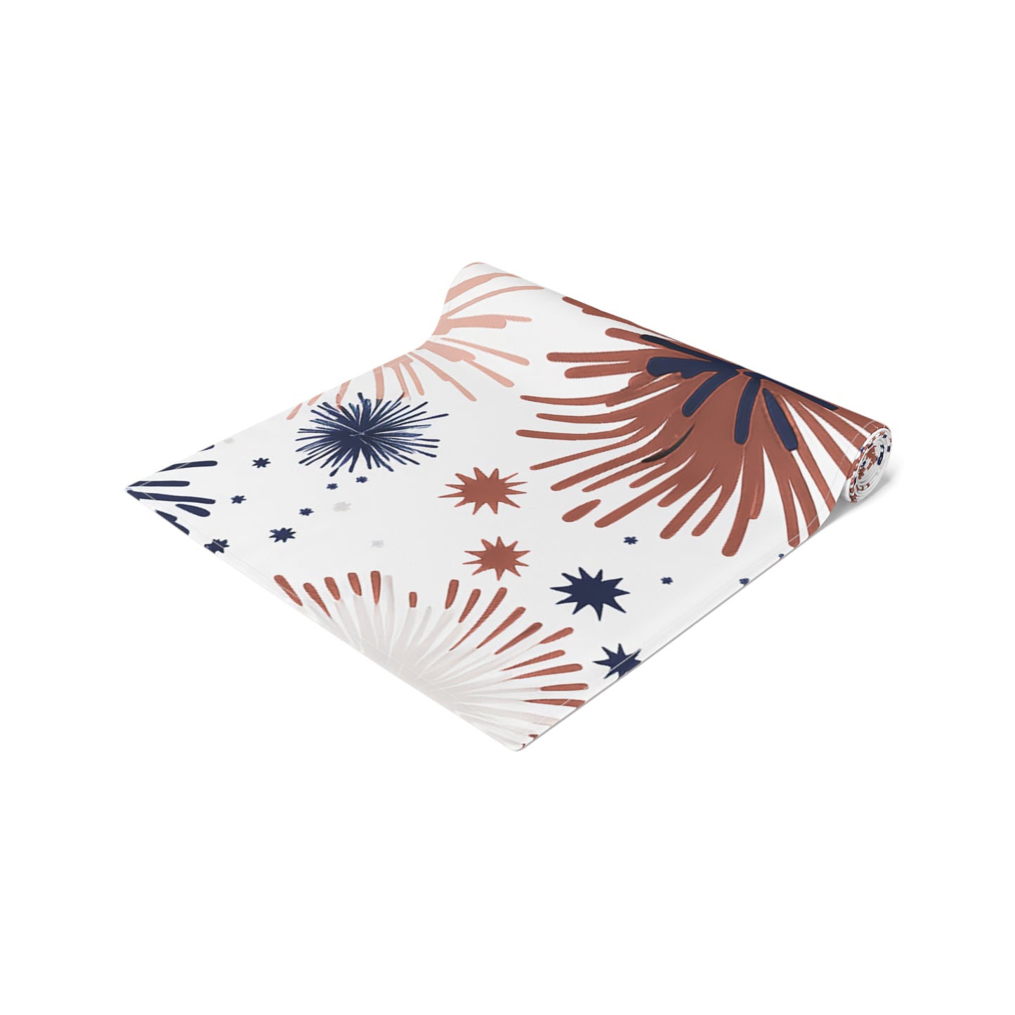 Firework Floral Table Runner – Navy & Terracotta Cotton-Poly Accent for Seasonal & Holiday Tables