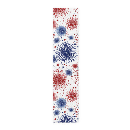 Patriotic Fireworks Table Runner — Red, White & Blue Festival Decor