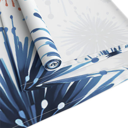 Starburst Fireworks Table Runner — Patriotic Red & Blue Holiday Table Decor