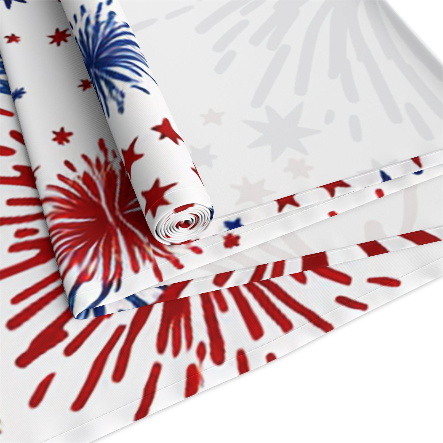 Patriotic Fireworks Table Runner — Red, White & Blue Festival Decor