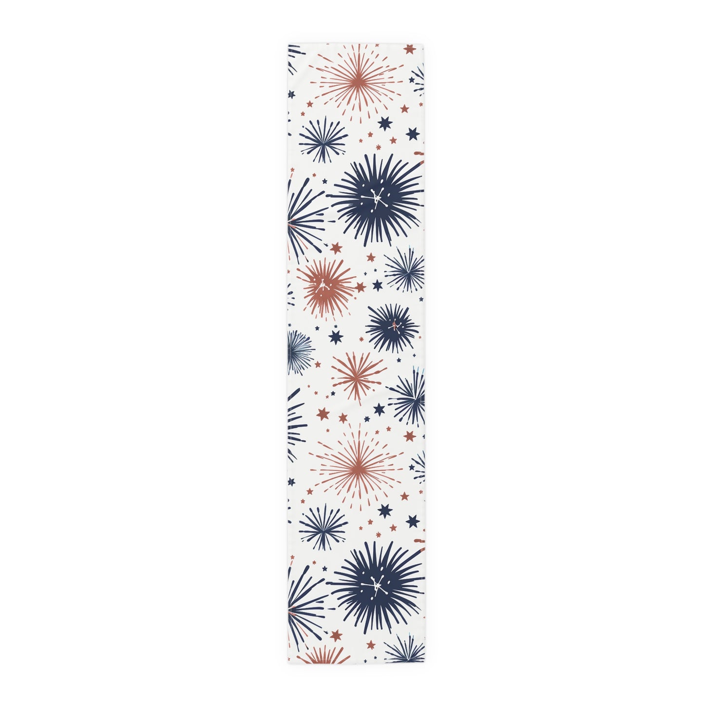 Firework Pattern Table Runner - Patriotic Red & Navy Cotton Blend