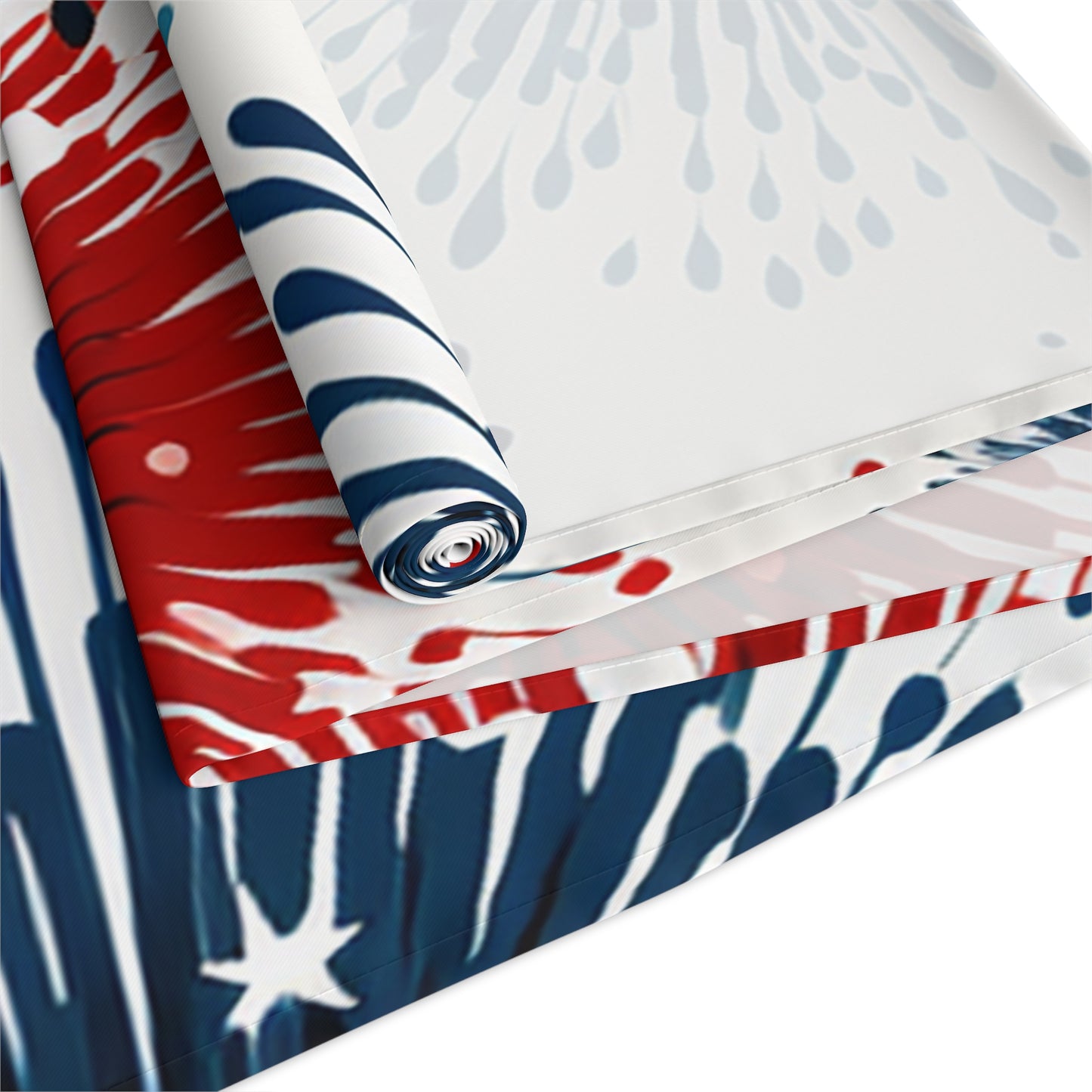 Firework Burst Table Runner — Blue & Rust Floral Celebration Decor