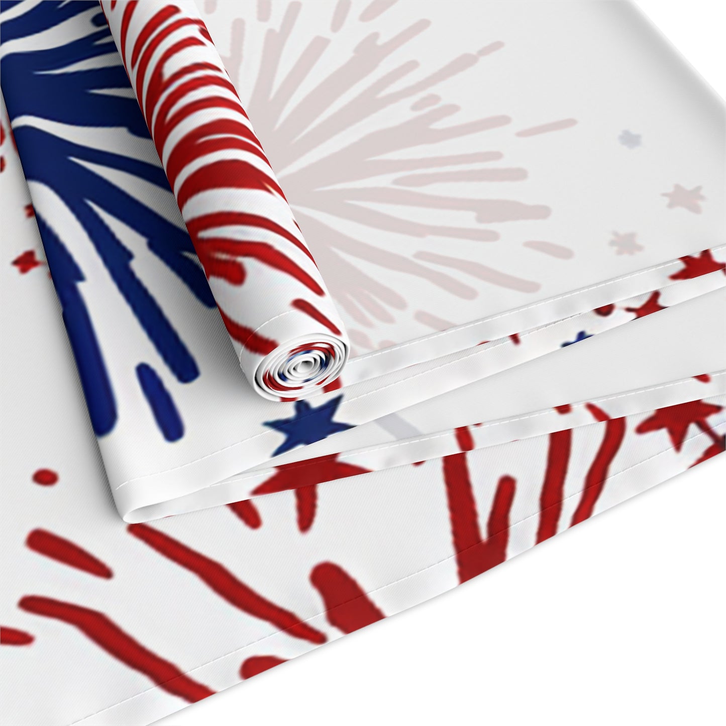 Patriotic Fireworks Table Runner — Red, White & Blue Festival Decor